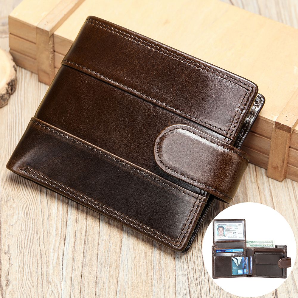 Designer Men’s Bifold Short Wallet with Front Coin Pocket – Slim Genuine Leather Purse