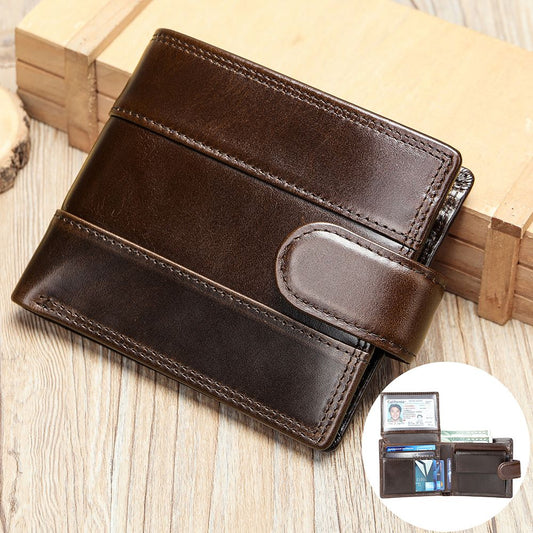 Designer Men’s Bifold Short Wallet with Front Coin Pocket – Slim Genuine Leather Purse