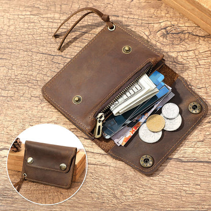 Full Grain Leather Designer Wallet for Men – Short Bifold with Coin Pocket