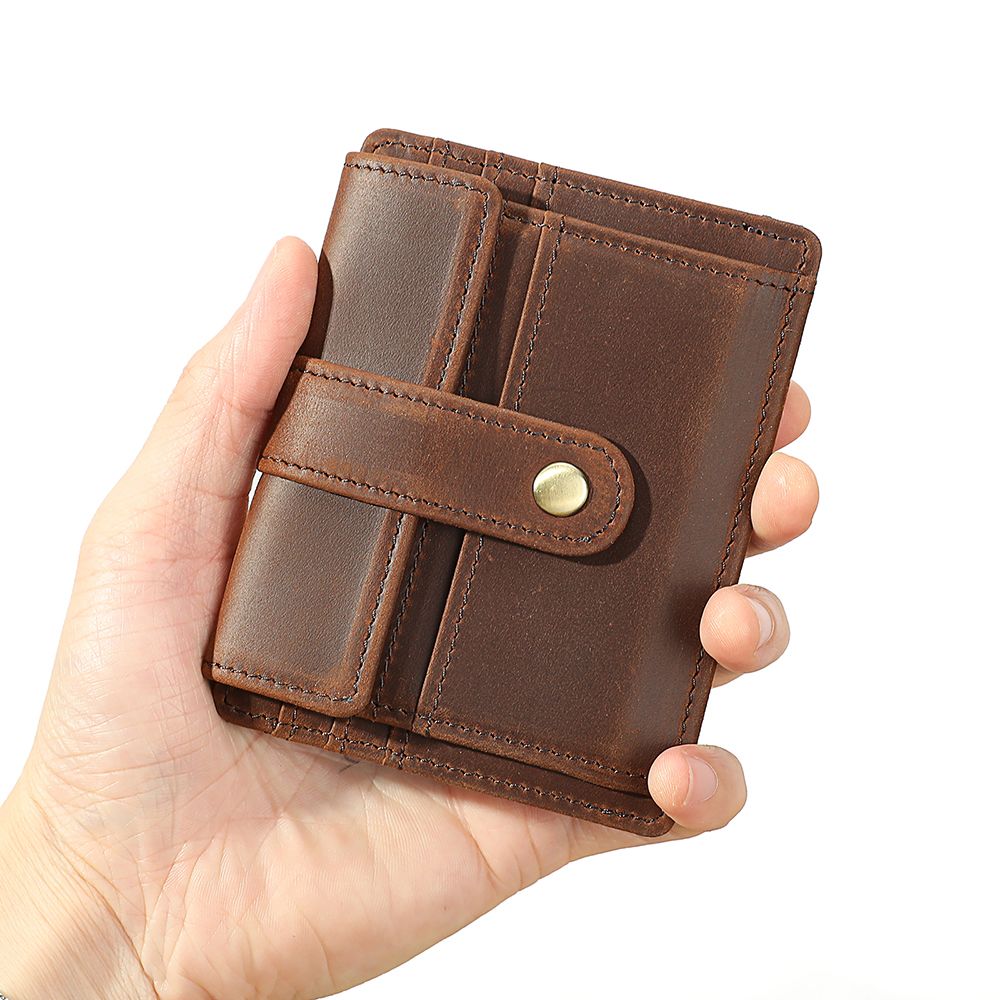 Gentlemen’s Genuine Leather Slim Wallet with Coin Pocket – Vintage Short Card Holder