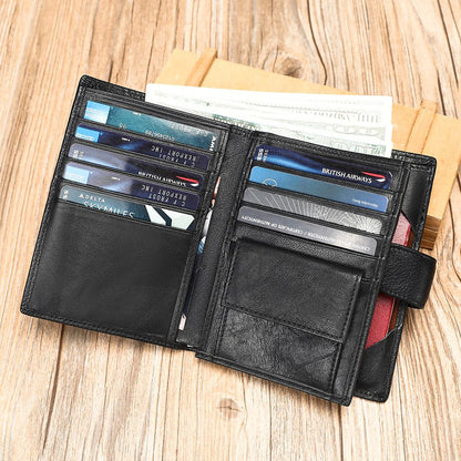 Genuine Leather Passport Holder Wallet with Card Slots & Coin Pocket – Vintage Travel Organiser