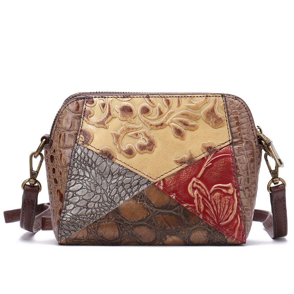 Women’s Genuine Leather Vintage Patchwork Messenger Crossbody Bag