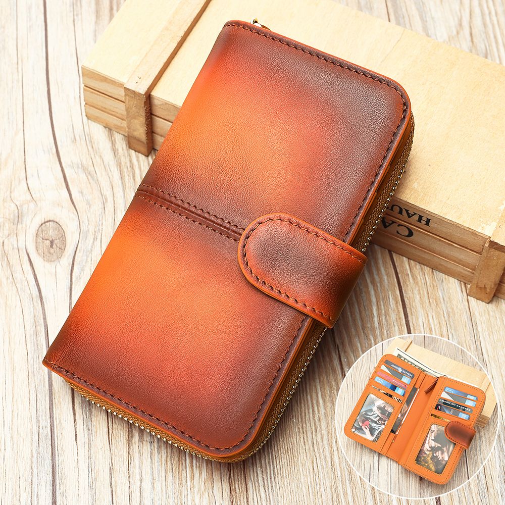 RFID-Blocking Genuine Leather Long Wallet – Large Capacity Card Holder