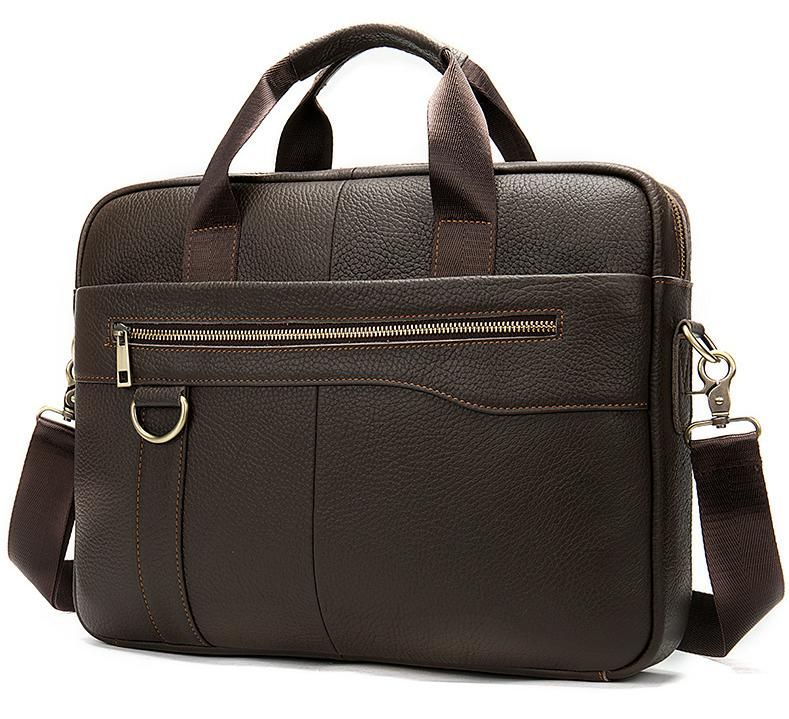 Genuine Leather Retro Briefcase – Men’s Office Shoulder Bag, Business Messenger Bag for Laptop & Documents