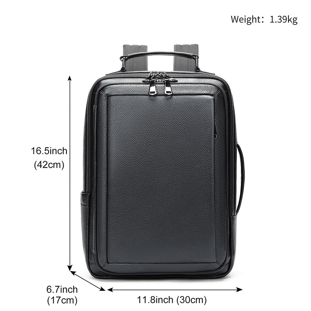 Modern Genuine Leather Business Laptop Backpack – 15″ Expandable Travel & Work Bag