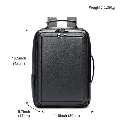 Modern Genuine Leather Business Laptop Backpack – 15″ Expandable Travel & Work Bag