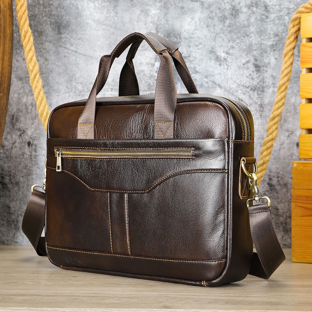 Men’s Genuine Leather Briefcase – Waterproof Laptop Handbag, Shoulder Bag & Business Messenger Bag