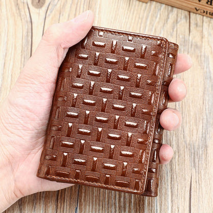 Designer Men’s RFID-Blocking Leather Trifold Wallet – Premium Genuine Leather Purse