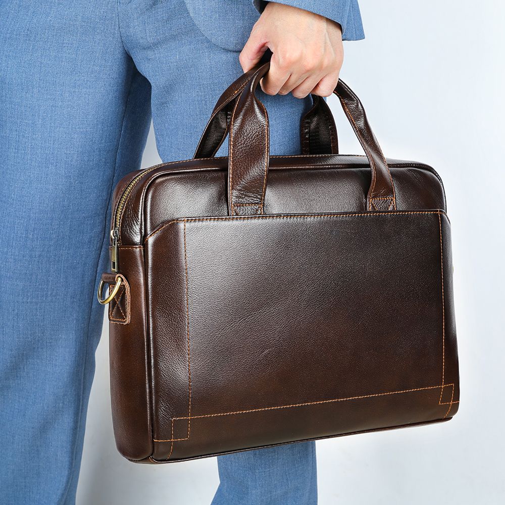 Men’s Genuine Leather 15″ Business Laptop Briefcase & Messenger Bag