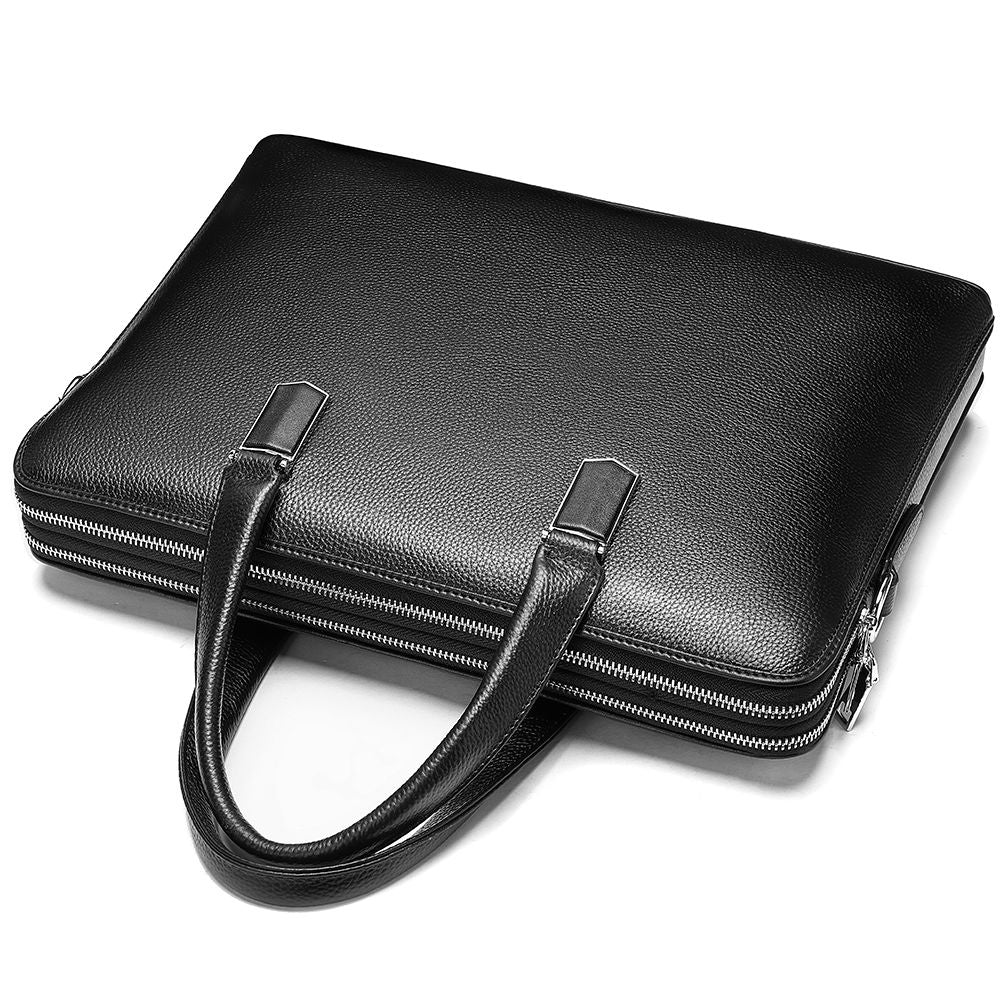 Men’s Crocodile Texture Genuine Leather Laptop Briefcase – Waterproof Business Messenger