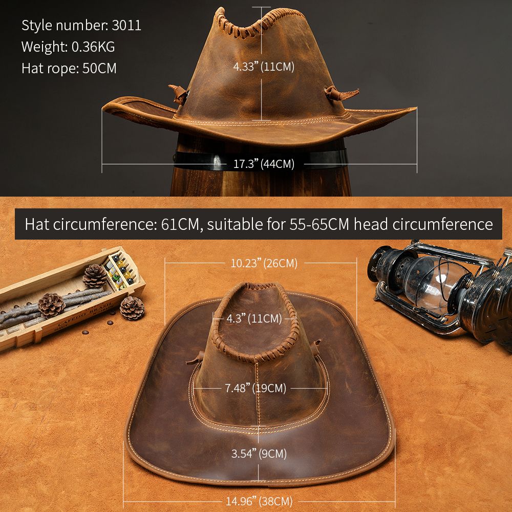 Men’s Vintage Crazy Horse Genuine Leather Western Trucker Sun Hat
