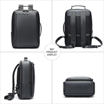 Modern Genuine Leather Business Laptop Backpack – 15″ Expandable Travel & Work Bag