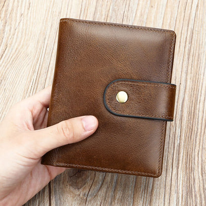 RFID Anti-Theft Cow Leather Trifold Wallet – Slim Men’s Smart RFID-Blocking Purse