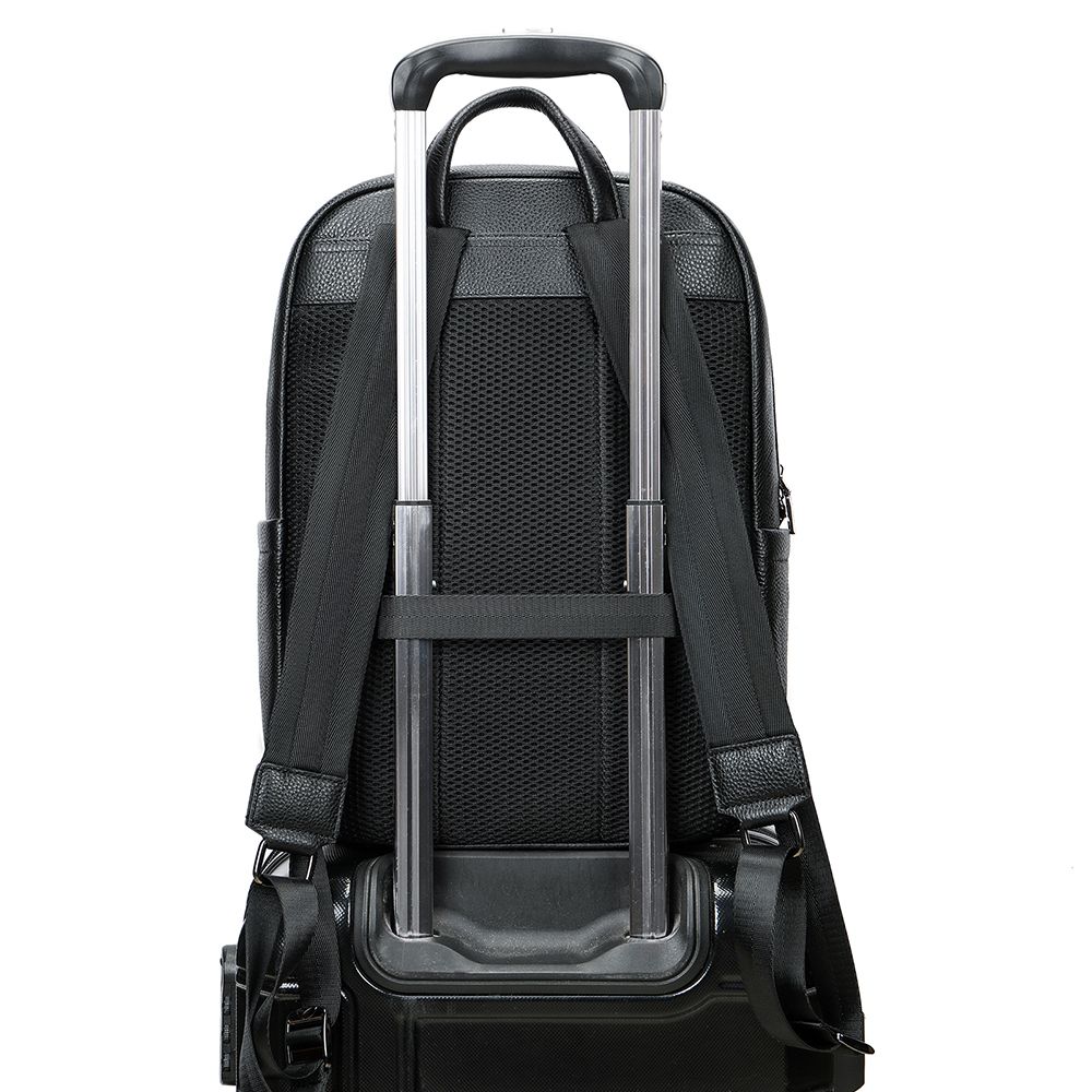 Sleek Leather Laptop Backpack – Compact Design for Work, School & Travel
