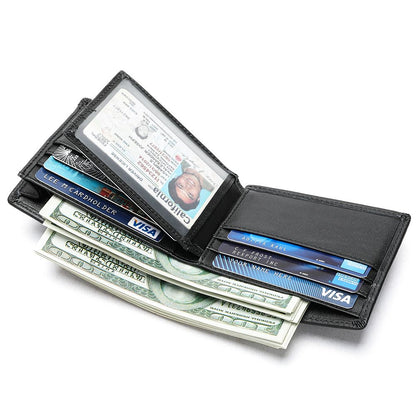 Vintage Men’s Short Bifold Wallet in Cow Leather – Slim Design