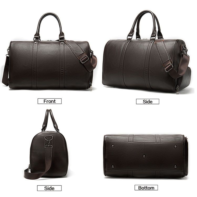 Water-Resistant Crazy Horse Cow Leather Large-Capacity Duffel – Men’s Travel & Outdoor Bag