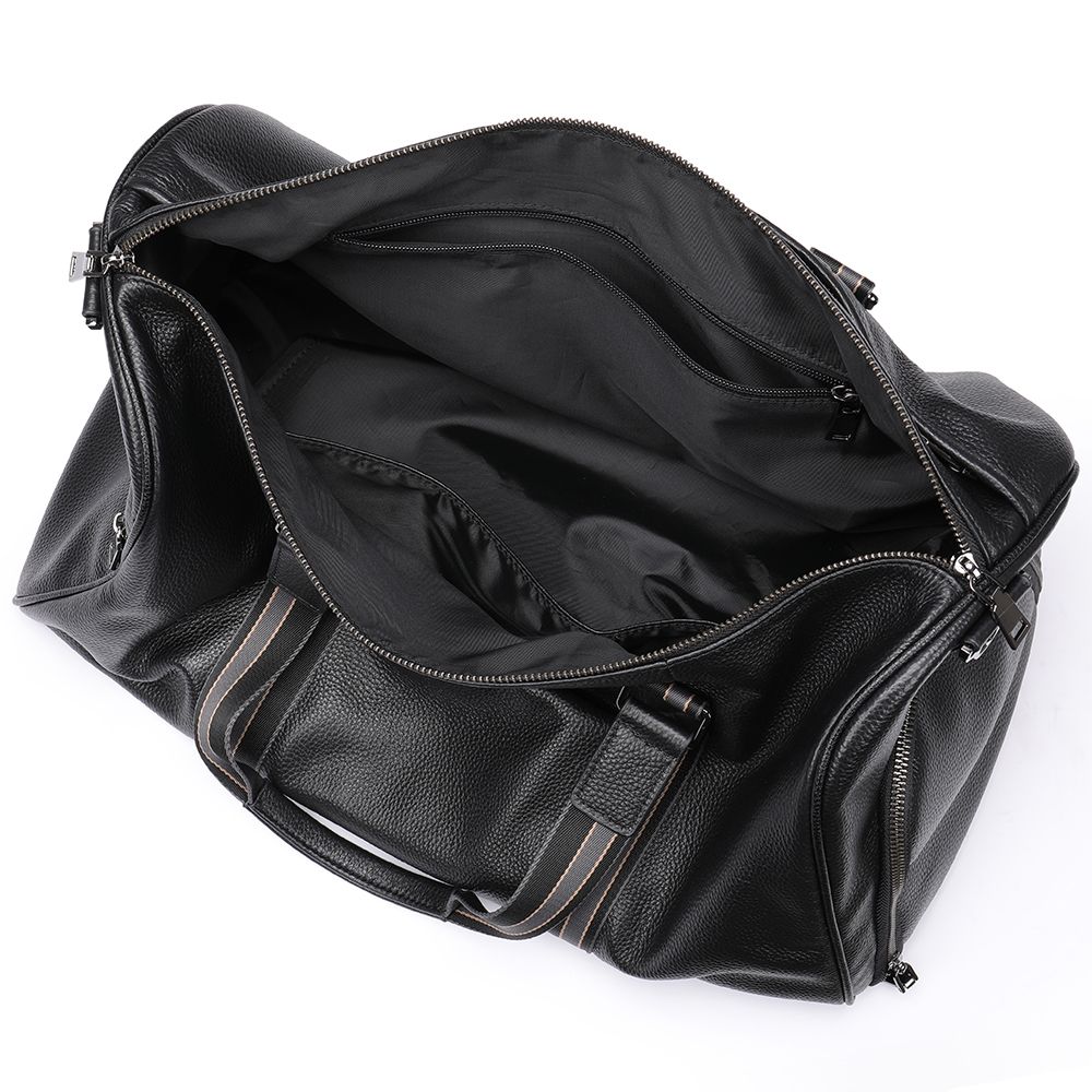 Water-Resistant Crazy Horse Cow Leather Weekend Duffel – Men’s Travel Bag with Shoe Compartment
