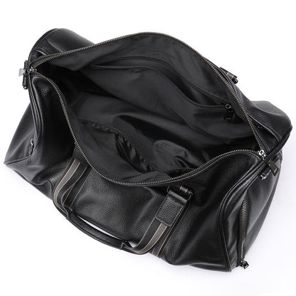 Water-Resistant Crazy Horse Cow Leather Weekend Duffel – Men’s Travel Bag with Shoe Compartment