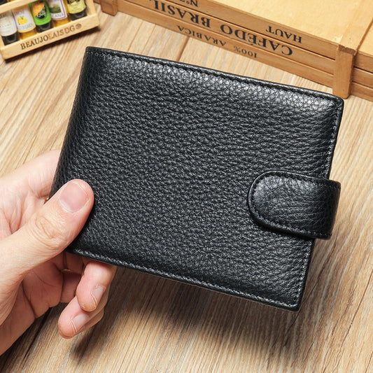 Cow Leather Bifold Wallet with Hasp Closure – Compact & Waterproof