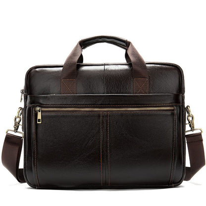 Men’s Leather Office Briefcase – 14″ Laptop & Document Messenger Bag for Business