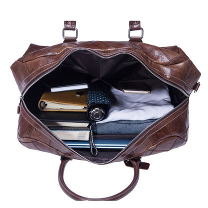 Crazy Horse Cow Leather Large-Capacity Duffle – Men’s Vintage Travel Bag
