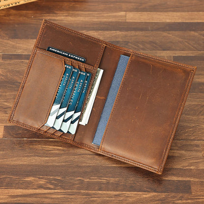 Crazy Horse Genuine Leather RFID Bifold Wallet – Vintage Travel & Passport Holder