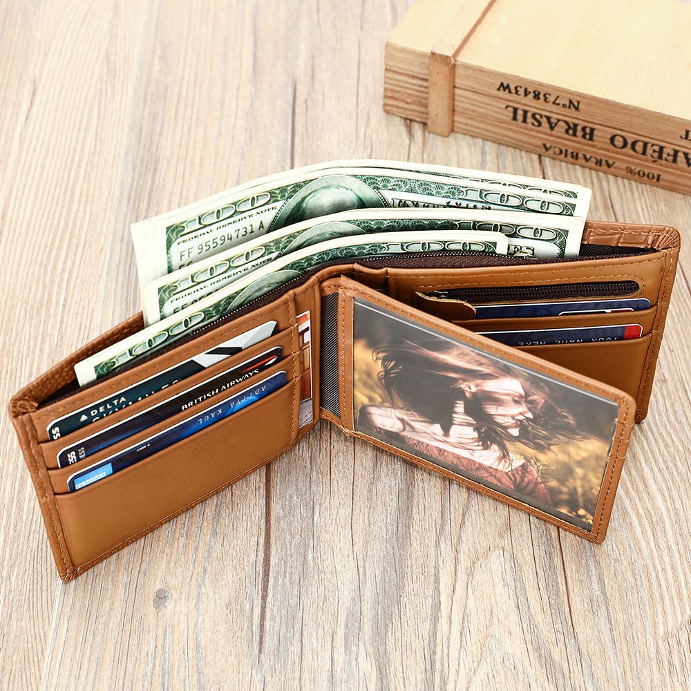 Crocodile-Pattern RFID Anti-Theft Leather Bifold Wallet – Vintage Waterproof Design