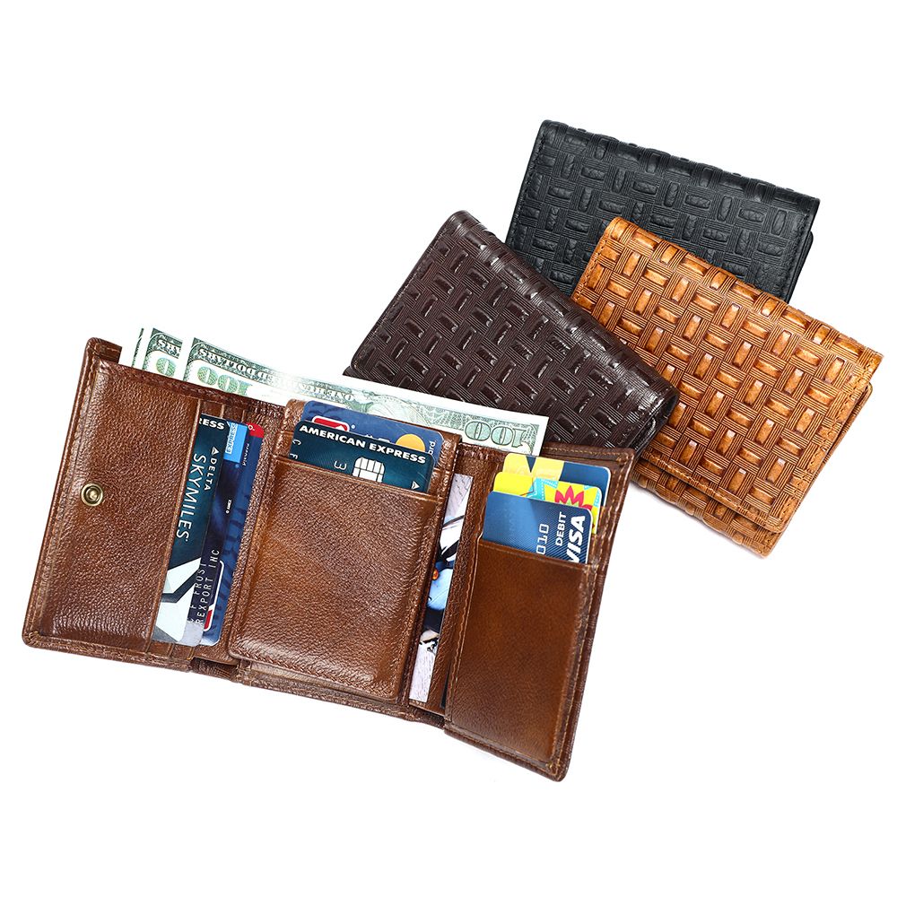 Designer Men’s RFID-Blocking Leather Trifold Wallet – Premium Genuine Leather Purse