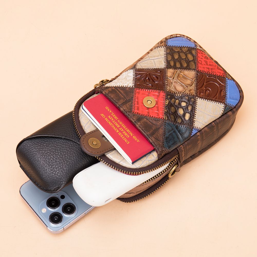 Vintage Patchwork Leather Crossbody Bag