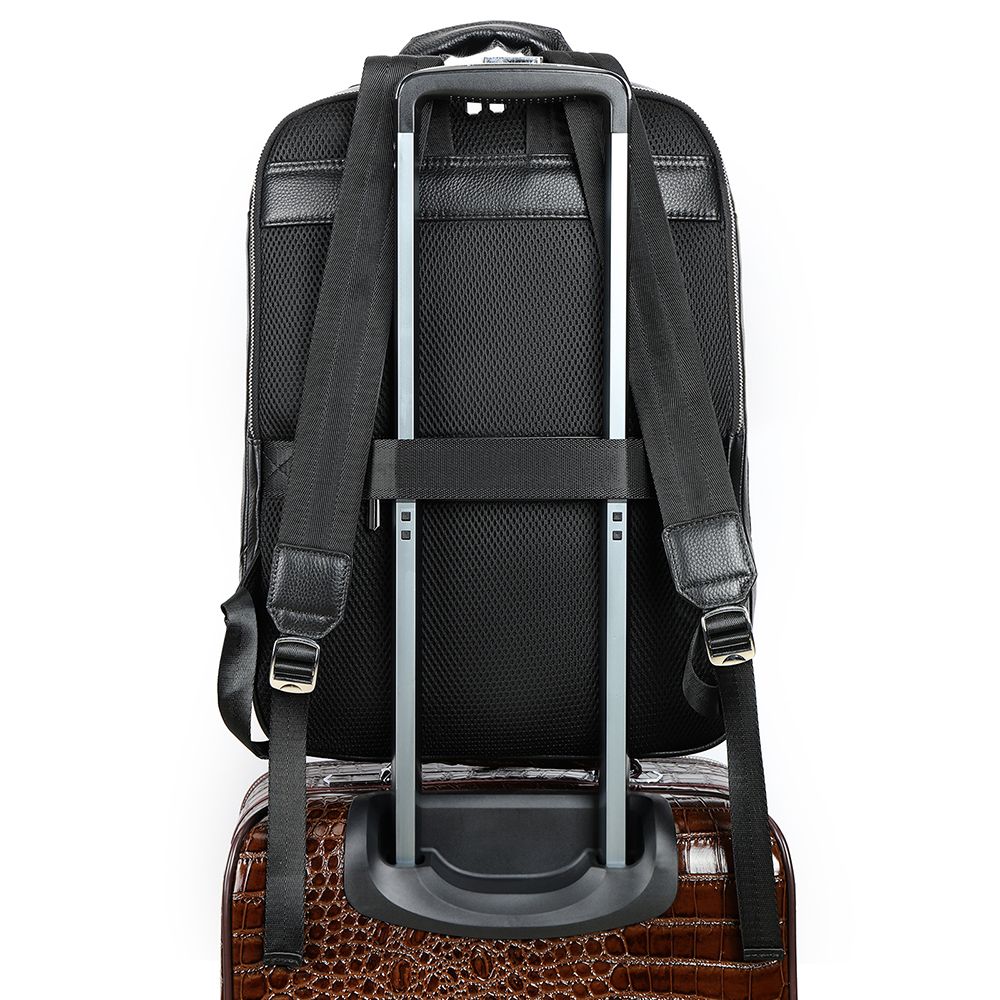 Leather Business Laptop Backpack – Waterproof 15.6″ Travel & Work Companion