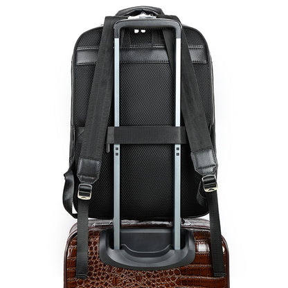 Leather Business Laptop Backpack – Waterproof 15.6″ Travel & Work Companion