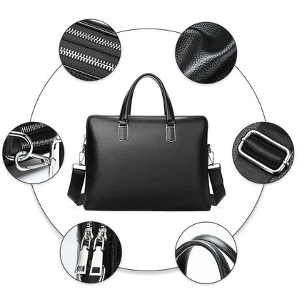 Men’s Crocodile Texture Genuine Leather Laptop Briefcase – Waterproof Business Messenger