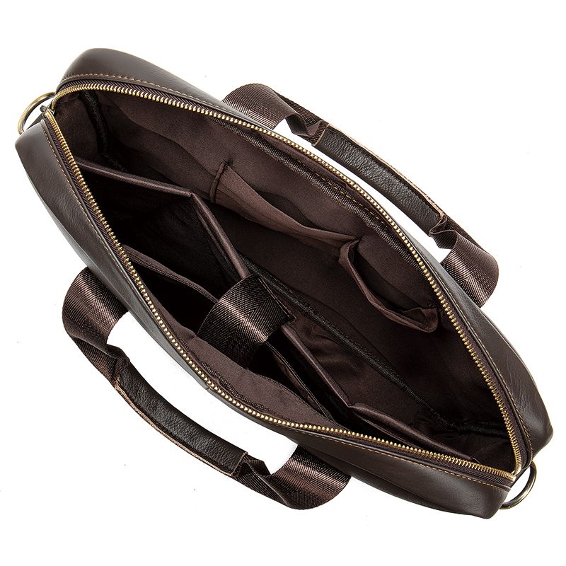 Men’s Leather Office Briefcase – 14″ Laptop & Document Messenger Bag for Business