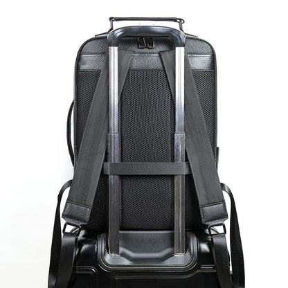 Modern Genuine Leather Business Laptop Backpack – 15″ Expandable Travel & Work Bag