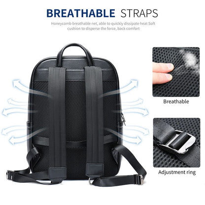 Sleek Leather Laptop Backpack – Compact Design for Work, School & Travel