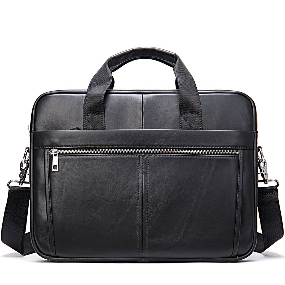 Men’s Leather Office Briefcase – 14″ Laptop & Document Messenger Bag for Business