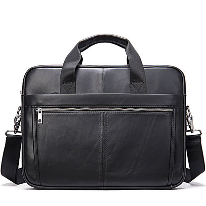 Men’s Leather Office Briefcase – 14″ Laptop & Document Messenger Bag for Business