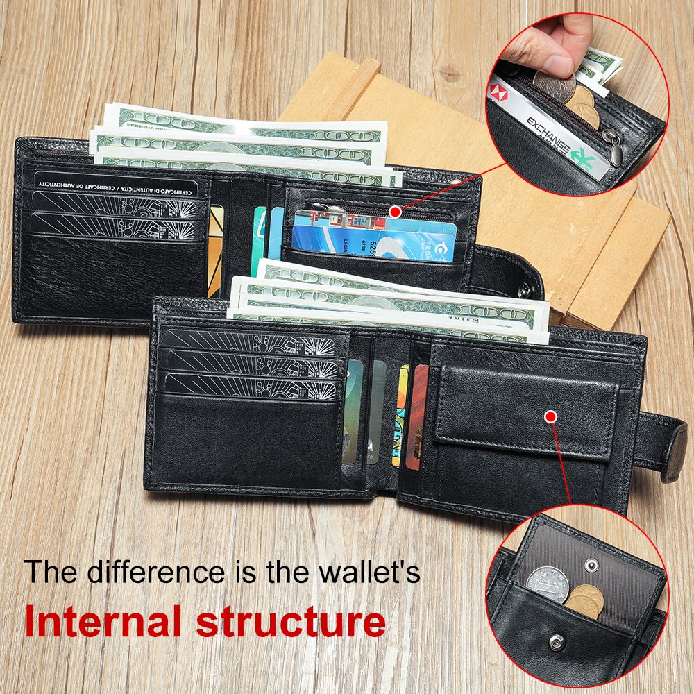 Cow Leather Bifold Wallet with Hasp Closure – Compact & Waterproof