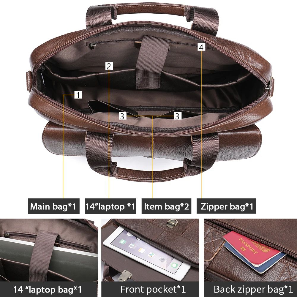 Luxury Men’s Genuine Leather Laptop Briefcase – Business Messenger Bag