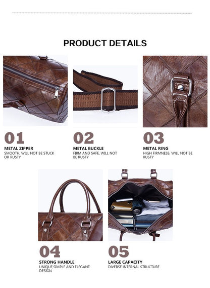Crazy Horse Cow Leather Large-Capacity Duffle – Men’s Vintage Travel Bag
