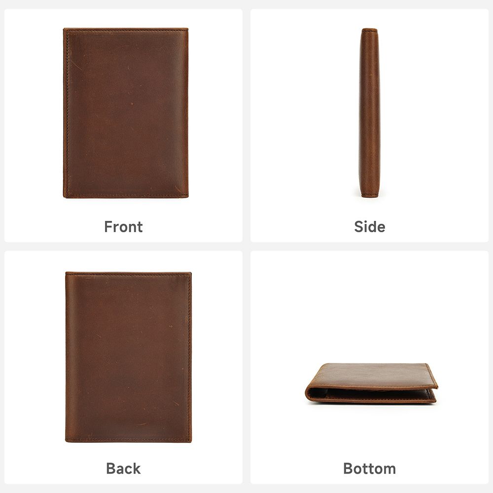Crazy Horse Genuine Leather RFID Bifold Wallet – Vintage Travel & Passport Holder