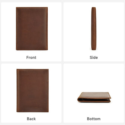 Crazy Horse Genuine Leather RFID Bifold Wallet – Vintage Travel & Passport Holder