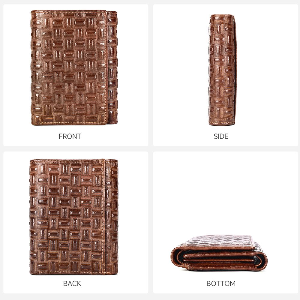 Designer Men’s RFID-Blocking Leather Trifold Wallet – Premium Genuine Leather Purse