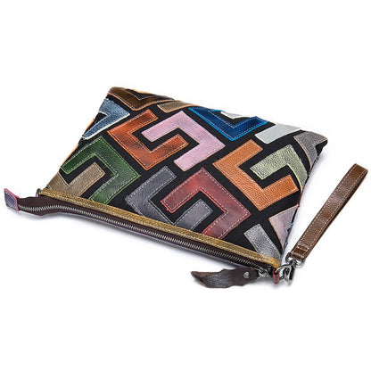 Women’s Genuine Leather Messenger Clutch Bag with Detachable Strap