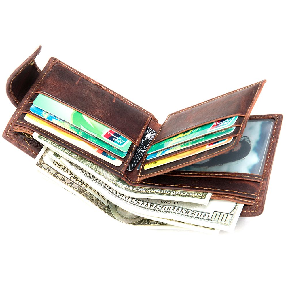 Retro Minimalist RFID Blocking Cow Leather Bifold Wallet – Slim Men’s Purse