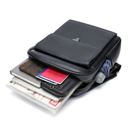 Sleek Leather Laptop Backpack – Compact Design for Work, School & Travel