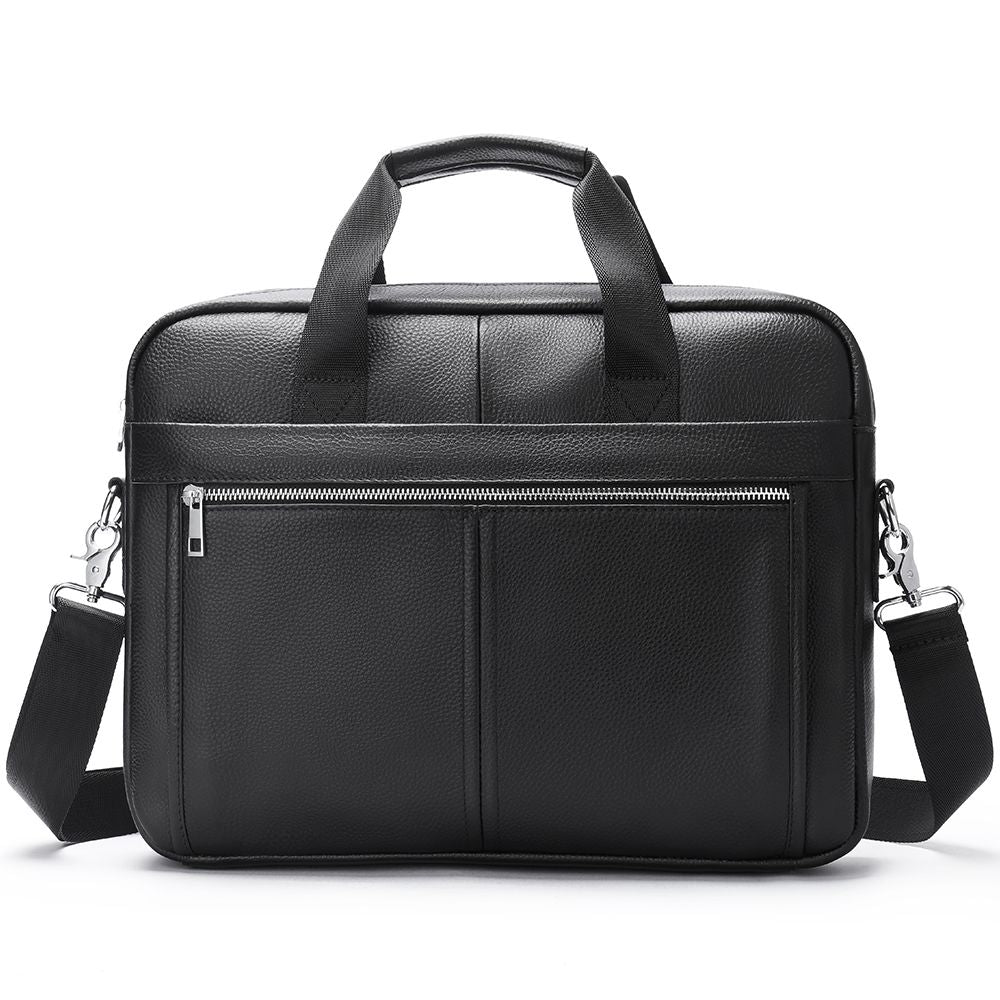 Men’s Leather Office Briefcase – 14″ Laptop & Document Messenger Bag for Business