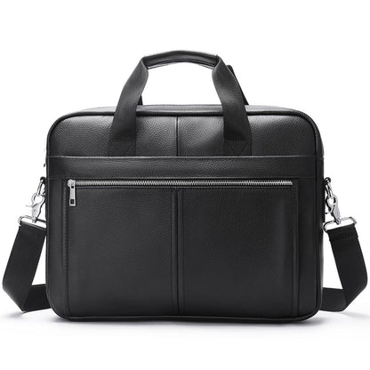 Men’s Leather Office Briefcase – 14″ Laptop & Document Messenger Bag for Business