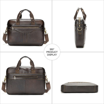 Men’s Genuine Leather Briefcase – Waterproof Laptop Handbag, Shoulder Bag & Business Messenger Bag