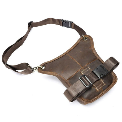 Crazy Horse Cow Leather Belt Bag – Men’s Waist, Crossbody & Motorcycle Riding Pouch
